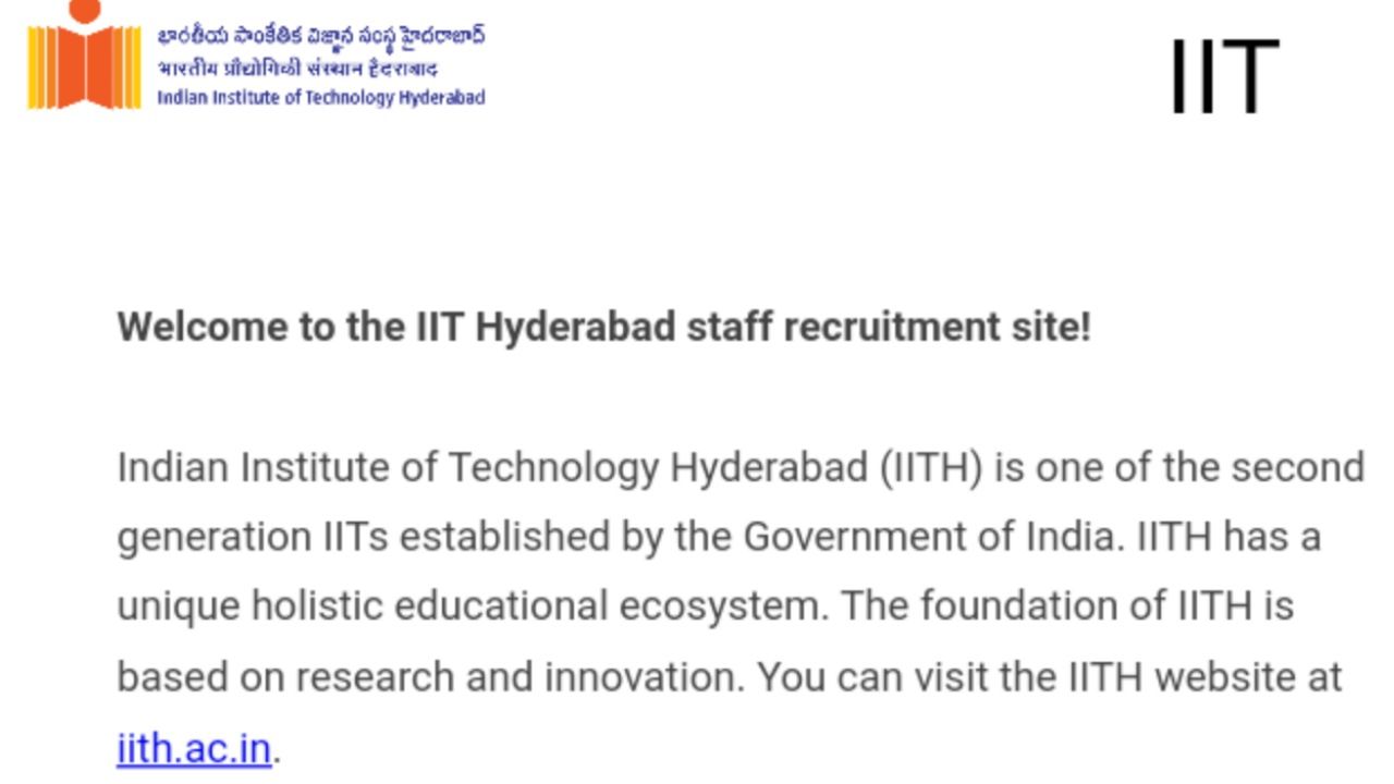 IIT Hyderabad Recruitment 2022: IIT Hyderabad Recruitment 2022 Notification & Complete the Required Eligibility Criteria