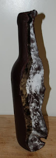 Dried wine bottle shaped fondant casted off a real wine bottle