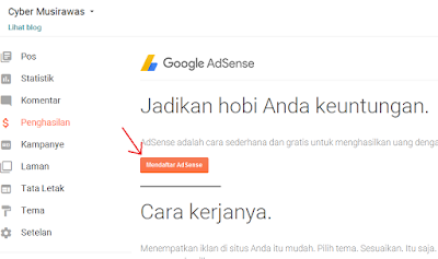 Cara daftar google adsense dari blogger