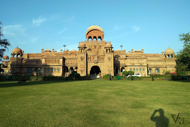 The main facade of the Laxmi Niwas Palace 