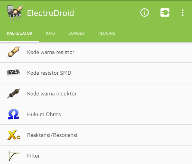 Aplikasi Memudahkan Pekerjaan Listrik, Mekanik dan Elektronik (ElectroDroid)