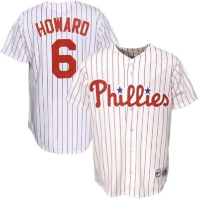 Majestic Philadelphia Phillies 6 Ryan Howard White Pinstripe Replica Baseball Jerseys 8KUU