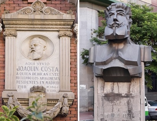 escultura Joaquín Costa Zaragoza lápida Madrid