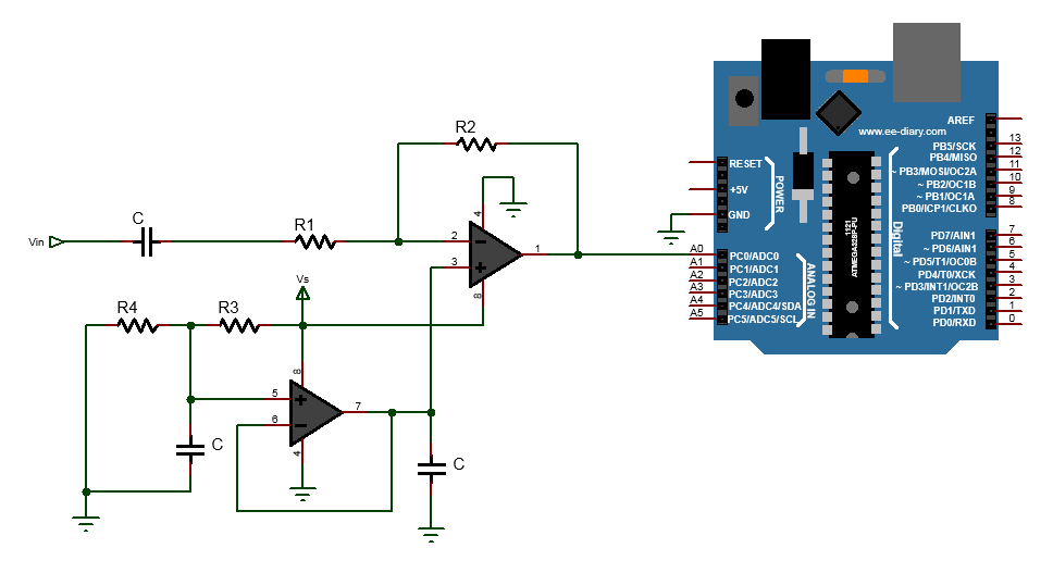 arduino analog signal voltage follower op-amp biasing