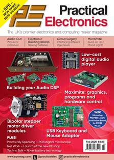 PE Practical Electronics - February 2020 | ISSN 0262-3617 | TRUE PDF | Mensile | Professionisti | Elettronica | Tecnologia
Everyday Practical Electronics is a UK published magazine that is available in print or downloadable format.
Practical Electronics was a UK published magazine, founded in 1964, as a constructors' magazine for the electronics enthusiast. In 1971 a novice-level magazine, Everyday Electronics, was begun by the same publisher. Until 1977, both titles had the same production and editorial team.
In 1986, both titles were sold by their owner, IPC Magazines, to independent publishers and the editorial teams remained separate.
By the early 1990s, the title experienced a marked decline in market share and, in 1992, it was purchased by Wimborne Publishing Ltd. which was, at that time, the publisher of the rival, novice-level Everyday Electronics. The two magazines were merged to form Everyday with Practical Electronics (EPE) - the «with» in the title being dropped from the November 1995 issue. In February 1999, the publisher acquired the former rival, Electronics Today International, and merged it into EPE.