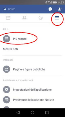 Come ordinare le notizie su facebook per android