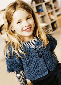 Узорчатое болеро на пуговицах детское спицы