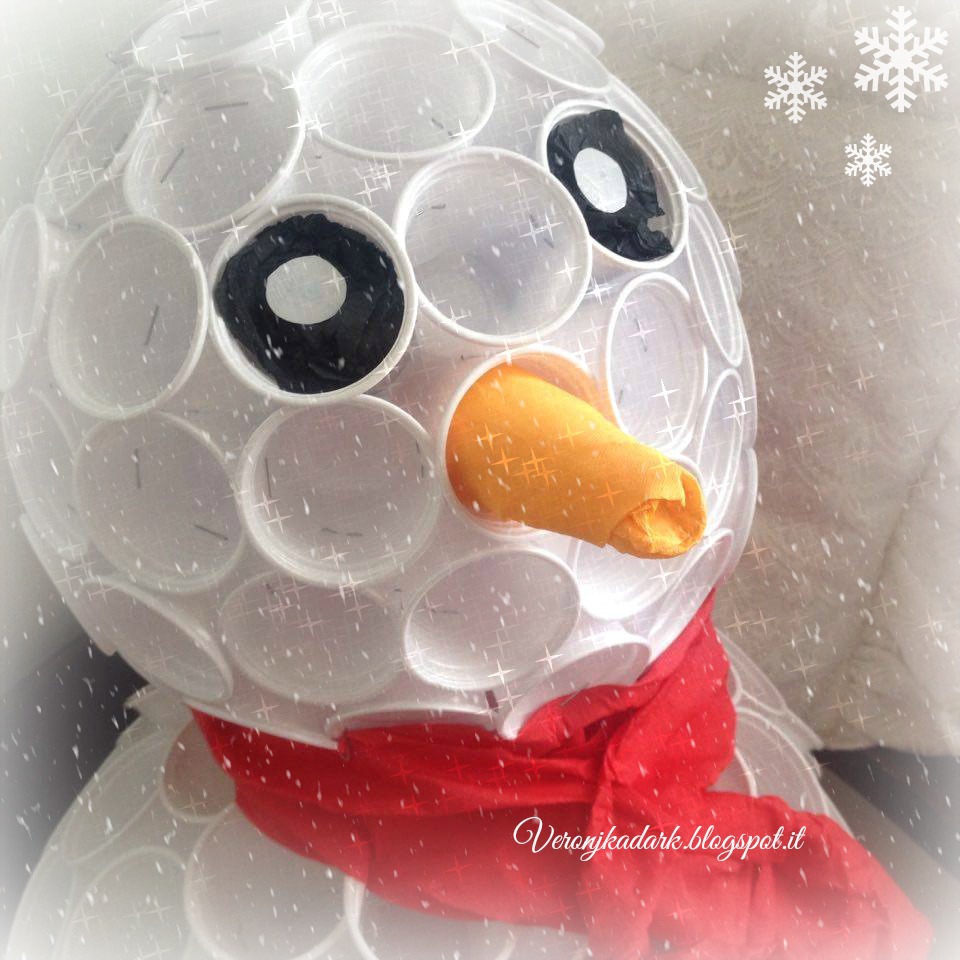 Winter Diy Pupazzo Di Neve Con Bicchieri Di Plastica