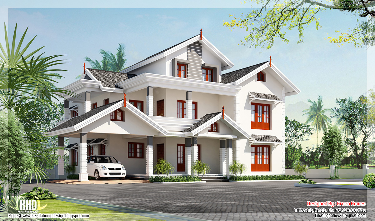 Awesome 5 bedroom villa design - Kerala home design and floor plans