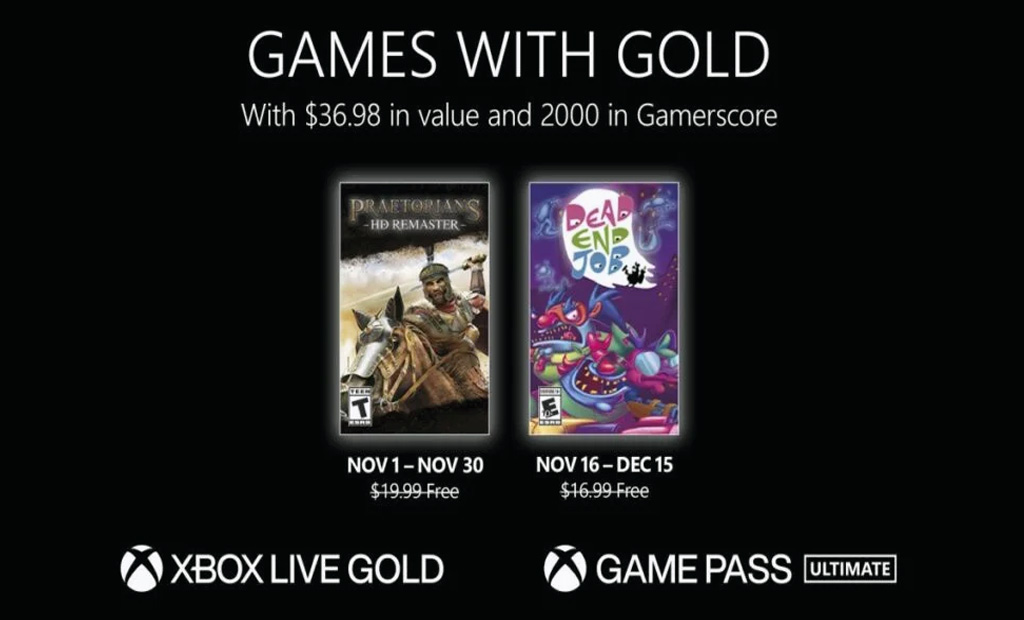 The titles for November's Xbox Live Games with Gold have been announced