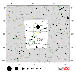 IAU: Карта на съзвездието Голямо куче | Canis Major