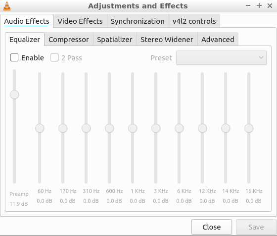 VLC media player audio effects
