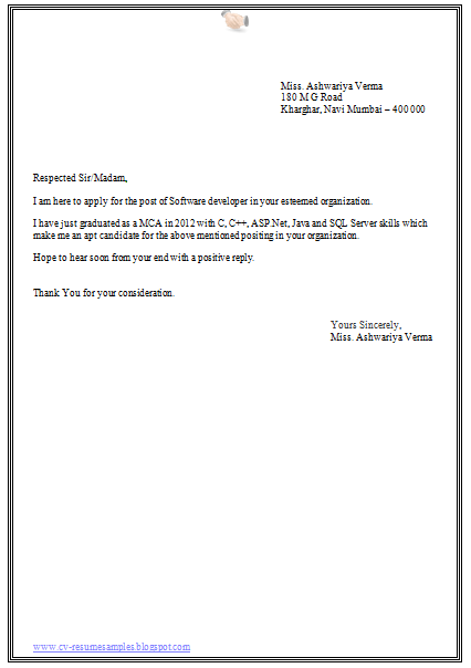 Cover Letter New Graduate No Experience