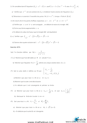 devoir de contrôle 1 mathématiques bac Math