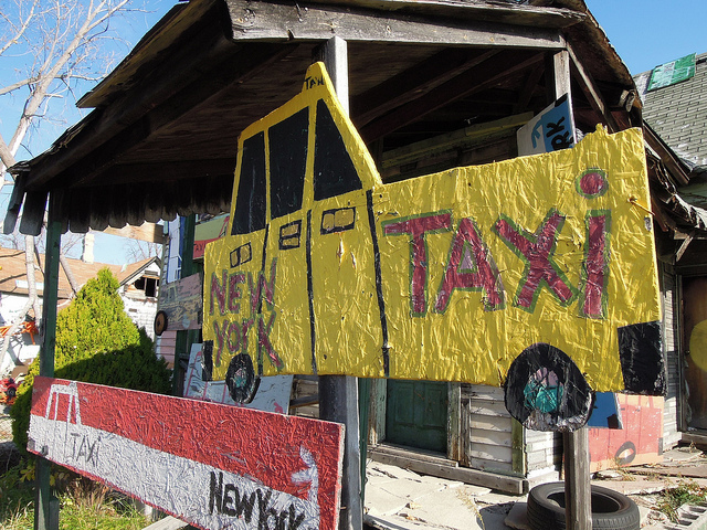 New York Taxis cruising the Heidelberg Project Image by Ted Drake 