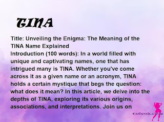 meaning of the name "TINA"