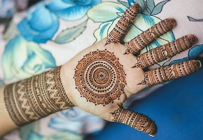 Colorful mehndi designs for front hand  for wedding