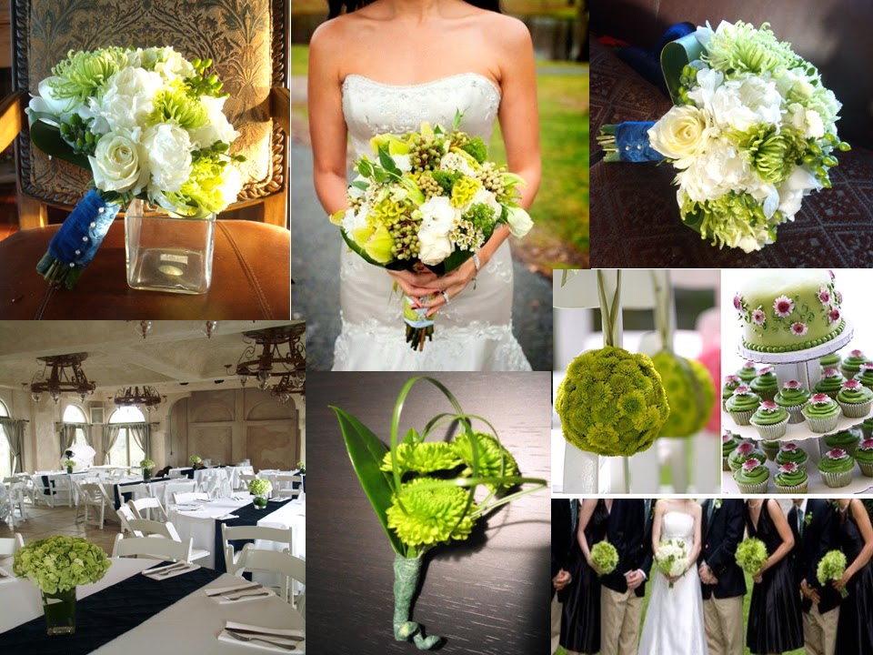  fresh flowers and a gorgeous apple green wedding theme color