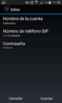Configurar Callcentric csipsimple app