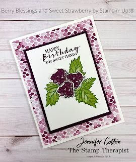 Berry Blessings and Berry Delightful Designer Series Paper Sale a Bration bundle; Sweet Strawberry Bundle (Strawberry Builder Punch) by Stampin' Up!®.  Video link and supply list on blog post.  #StampTherapist #Stampinup