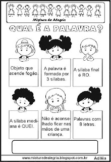 Atividade de alfabetização, formação de palavras