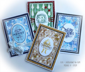 Christmas Card with Tim Holtz Layering Stencils, Layering Shifter Stencils and Festive Overlays stamp set.