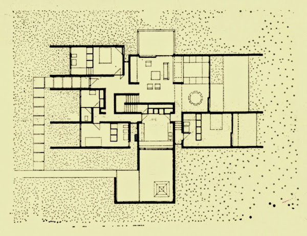 Lège-Cap-Ferret - La Vigne - Villa Bouesseau, rue Merlot  Architecte: Adrien Courtois, Yves Salier, Pierre Lajus, Michel Sadirac  Construction: 1965