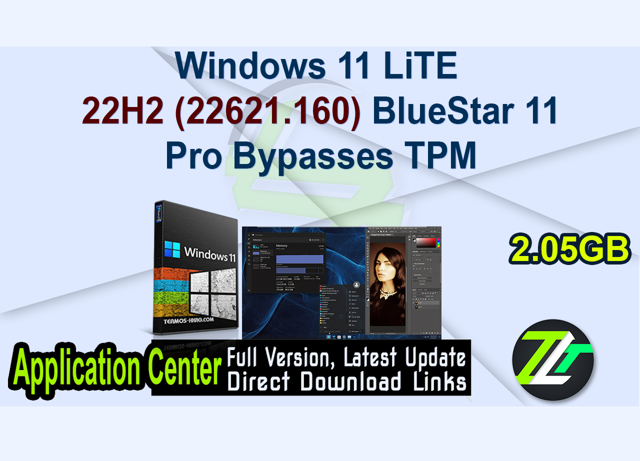 Windows 11 LiTE 22H2 (22621.160) BlueSt✫r 11 Pro Bypasses TPM