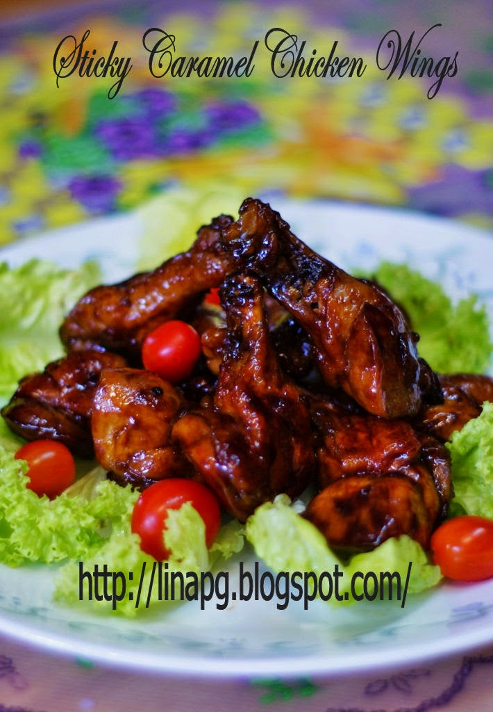 Resepi Kepak Ayam Madu (Sticky Caramel Chicken Wings 
