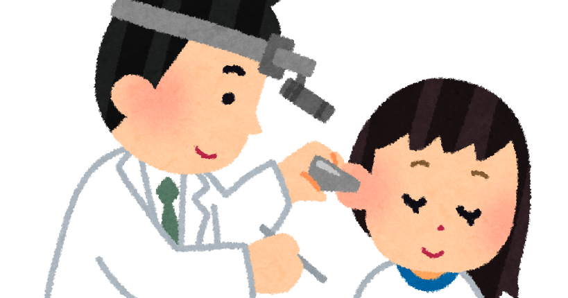 無料イラスト かわいいフリー素材集 耳鼻科検診のイラスト 学校の健康診断