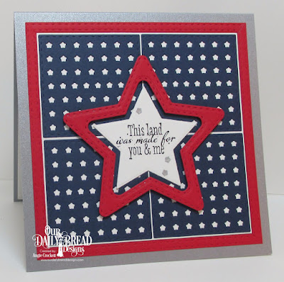 ODBD Let Freedom Ring, ODBD Custom USA Flag Die, ODBD Custom Double Stitched Stars Dies, ODBD Custom Sparkling Stars Dies, Card Designer Angie Crockett