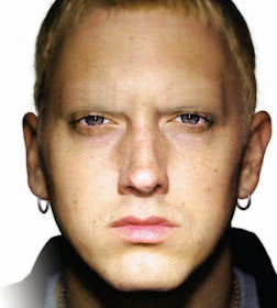 Eminem with no eyebrows www.thebrighterwriter.blogspot.com