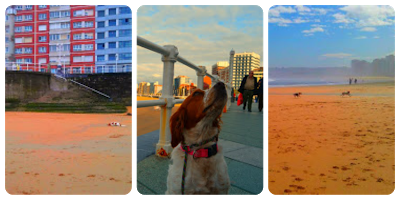 Tres imágenes mías en la playa de Gijón