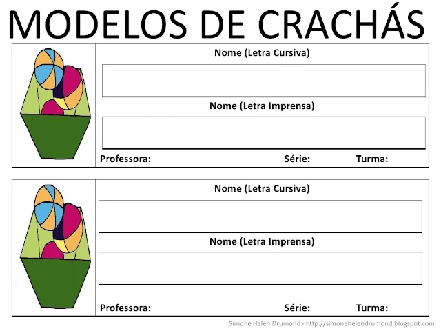 Modelos de crachás para imprimir