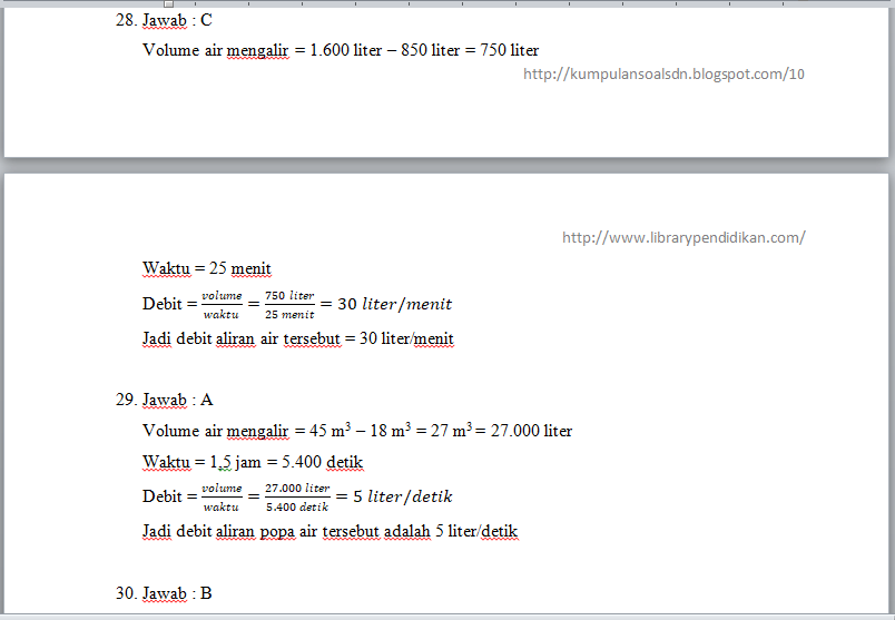 Materi Kumpulan Soal Kunci Jawaban Pembahasan Tentang Debit