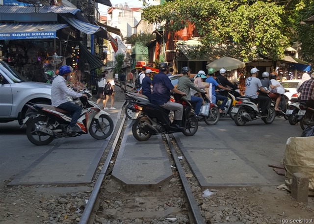 “Train street” between Tran Phu and Dien Bien Phu streets in Hanoi.  