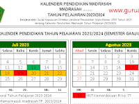 Excel Kalender Pendidikan Madrasah dan Minggu Efektif Tahun Pelajaran 2023-2024