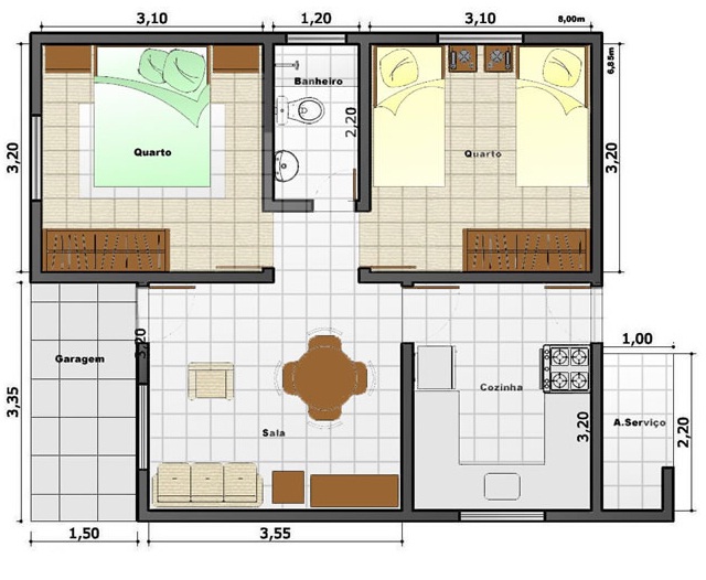 desenhos de plantas de casas com 3 quartos - PLANTA DE CASAS COM 3 QUARTOS MundodasTribos