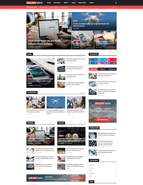 GalaxyMag - Responsive News & Magazine Blogger Template