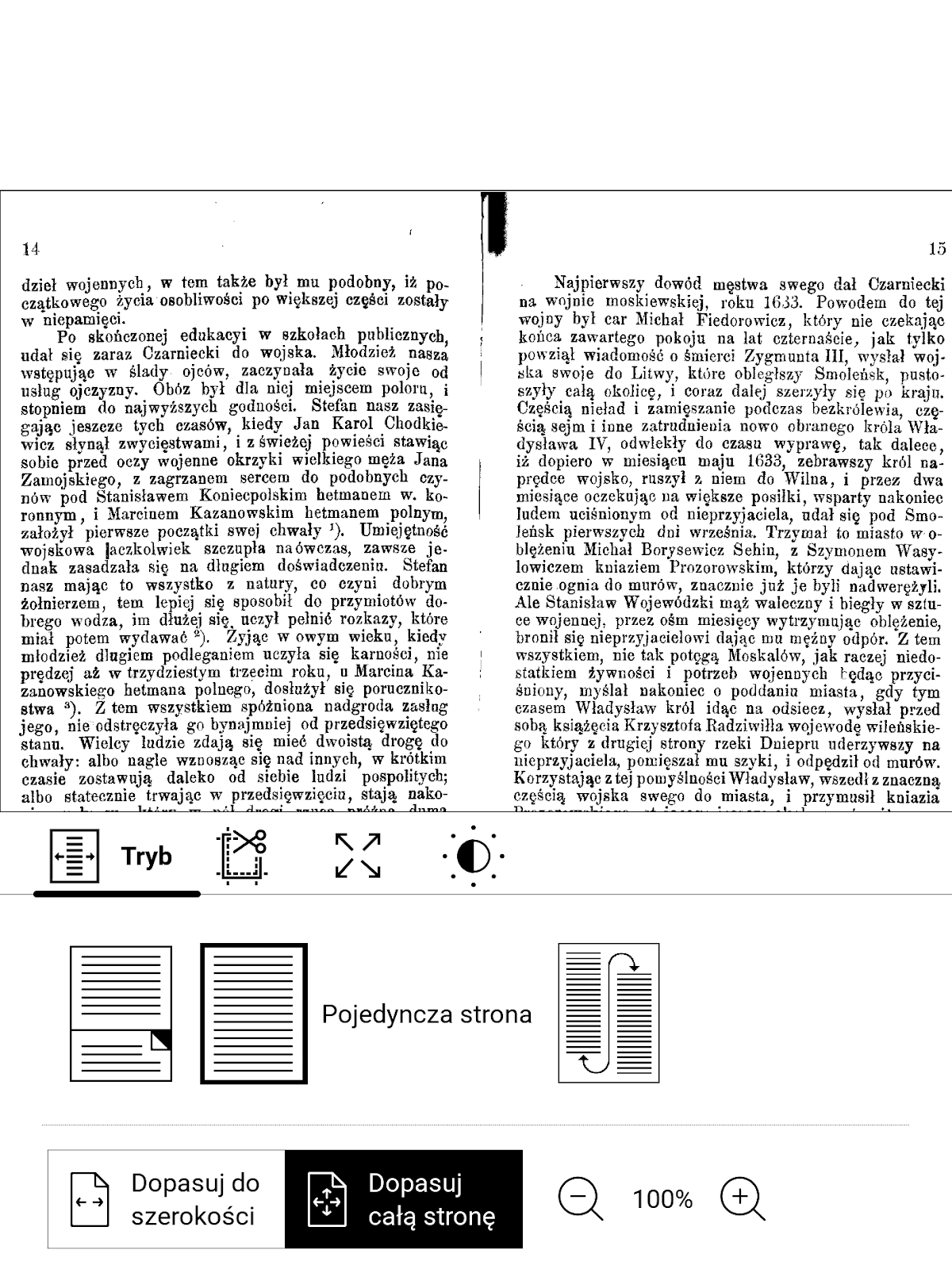 PocketBook InkPad 4 – ustawienia sposobu wyświetlania strony