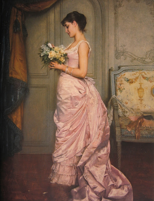 pink dress,Auguste Toulmouche,french painter