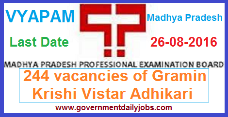 GRAMIN KRISHI VISTAR ADHIKARI VACANCY THROUGH VYAPAM RECRUITMENT 2016