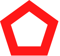 Red pentagon with thick border