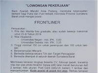 Bank Syariah Mandiri KC Padang - Frontliner Terakhir 07 Juli 2019