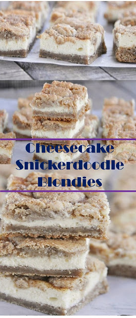 Cheesecake Snickerdoodle Blondies #desserts #cakerecipe