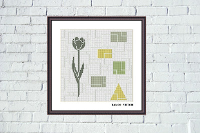 Scandinavian style tulip flower cross stitch hand embroidery - Tango Stitch