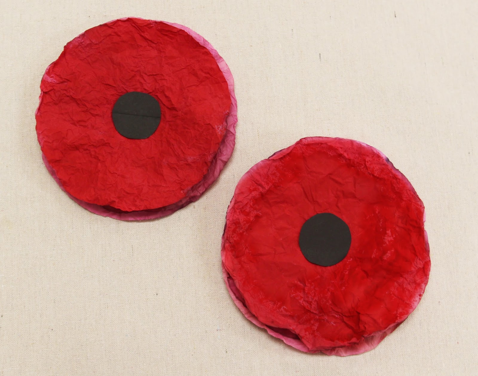 NAMC Montessor Rememberance Veterans Day Activities. Painted coffee filter poppies