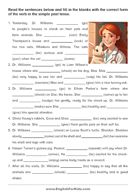 Simple past fill in the blanks worksheet