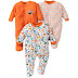 EIO  Baby Boy  Multi-Color Long Sleeve Cotton Sleep Suit Romper for Boys Set of 3
