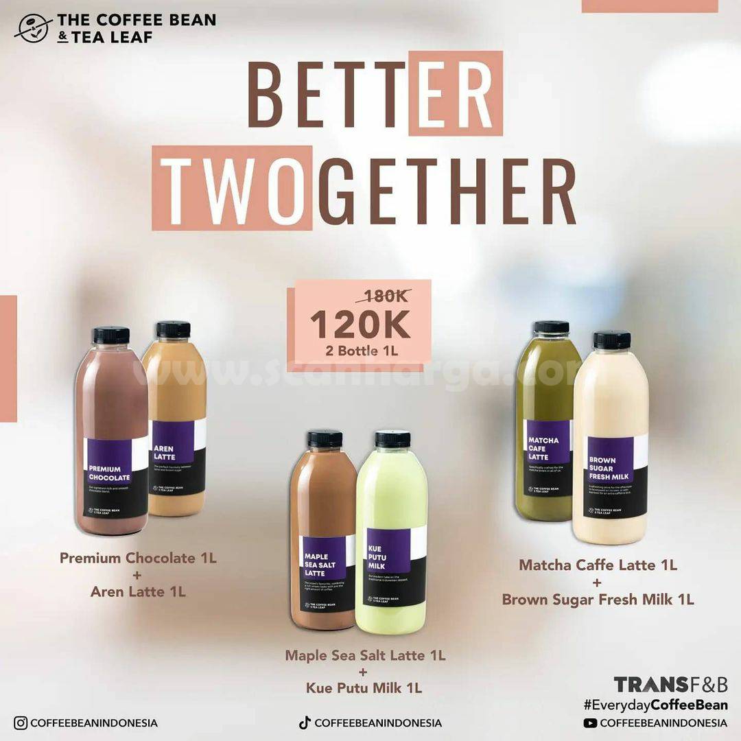 Coffee Bean Promo Better Twogether (2 Big Bottle 1 Liter) harga cuma 120K